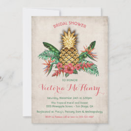 トロピカルゴールデンパイナップルブライダルシャワー招待 招待状