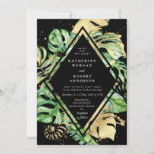 トロピカルゴールデンリーフ結婚式招待状 招待状 (正面)