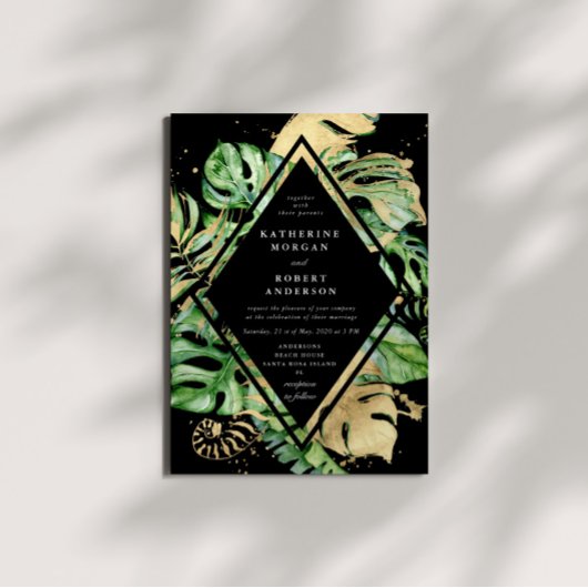 トロピカルゴールデンリーフ結婚式招待状 招待状