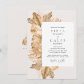 トロピカルゴールドドライグラスウェディング 招待状 (正面/裏面)