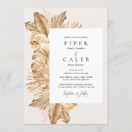 トロピカルゴールドドライグラスウェディング 招待状