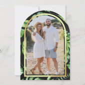 トロピカルゴールドパームアーチ ブラック ブライダルシャワー 招待状 (裏面)