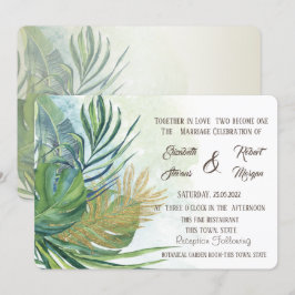 トロピカルゴールドパームリーフサマーウェディングI 招待状