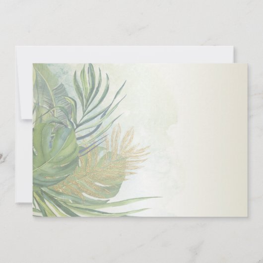 トロピカルゴールドパームリーフサマー 出席のお返事 招待状 (裏面)