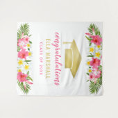 トロピカルゴールドピンク卒業おめでとう背景 タペストリー (正面(横))