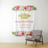 トロピカルゴールドピンク卒業おめでとう背景 タペストリー (インサイチュ)