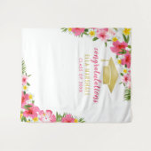 トロピカルゴールドピンク卒業おめでとう背景 タペストリー (正面(横))