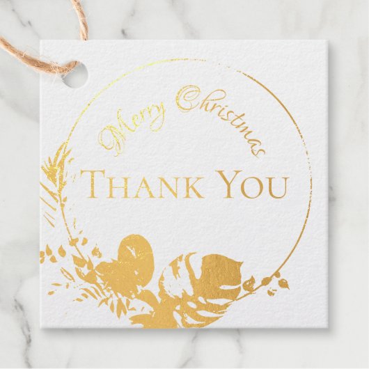 トロピカルゴールドフォイル葉パームクリスマスサンキュー フェイバータグ (正面)