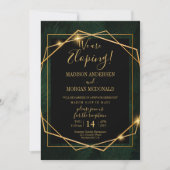 トロピカルゴールドフレームの挙式後パーティー招待状 招待状 (正面)