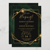 トロピカルゴールドフレームの挙式後パーティー招待状 招待状 (正面/裏面)