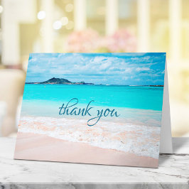 トロピカルサニーハワイターコイズビーチフォトスクリプト サンキューカード