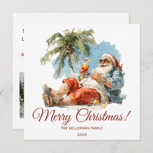 トロピカルサパーソナライズされたタクリスマス シーズンカード (正面/裏面)