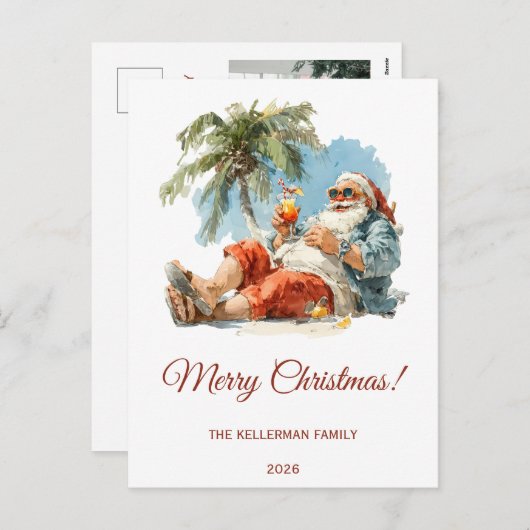トロピカルサパーソナライズされたタクリスマス シーズンポストカード (正面/裏面)