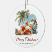 トロピカルサパーソナライズされたタクリスマス セラミックオーナメント (左)