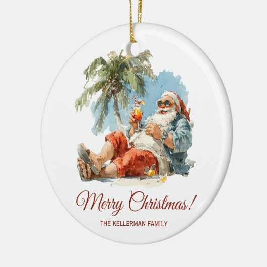 トロピカルサパーソナライズされたタクリスマス セラミックオーナメント (左)