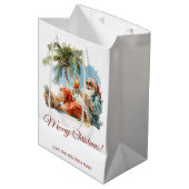 トロピカルサパーソナライズされたタクリスマス ミディアムペーパーバッグ (正面アングル)