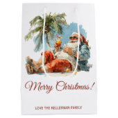 トロピカルサパーソナライズされたタクリスマス ミディアムペーパーバッグ (裏面)