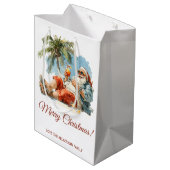 トロピカルサパーソナライズされたタクリスマス ミディアムペーパーバッグ (裏面アングル)