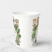 トロピカルサファリアニマルズジャングルグリーンリー誕生日 紙コップ (右)