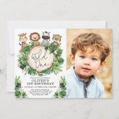 トロピカルサファリアニマルズワイルドワンバースデーボーイ 招待状 (正面)