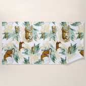 トロピカルサファリエレガントワイルドキャッツタイガーヒョウ ビーチタオル (正面)