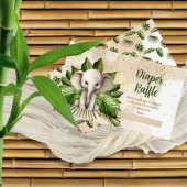 トロピカルサファリエレファントベビーシャワーおむつラッフル エンクロージャーカード