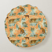 トロピカルサファリカッコいいワイルドキャッツタイガーオレンジ ラウンドクッション (裏面)