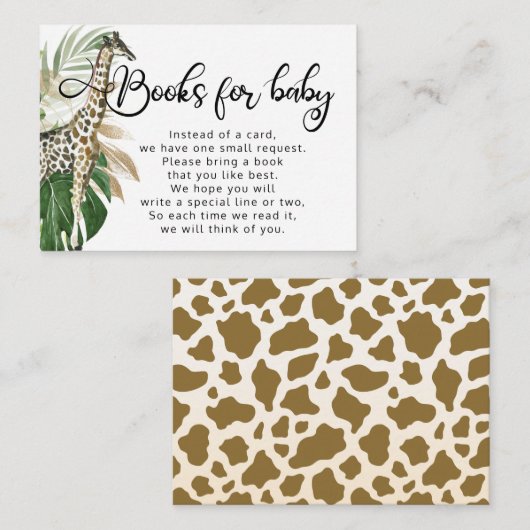 トロピカルサファリキリン赤ちゃんシャワーブックリクエスト エンクロージャーカード (正面/裏面)