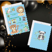 トロピカルサファリジャングルアニマルズ子供の誕生日 招待状