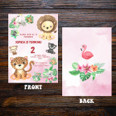 トロピカルサファリジャングルアニマルズ子供の誕生日 招待状