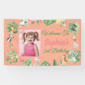 トロピカルサファリジャングルアニマルズ子供の誕生日 横断幕 (横)