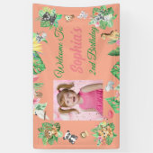 トロピカルサファリジャングルアニマルズ子供の誕生日 横断幕 (縦)