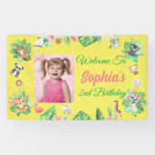 トロピカルサファリジャングルアニマルズ子供の誕生日 横断幕 (横)