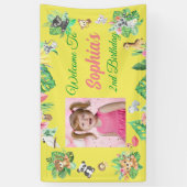 トロピカルサファリジャングルアニマルズ子供の誕生日 横断幕 (縦)