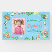 トロピカルサファリジャングルアニマルズ子供の誕生日 横断幕 (横)