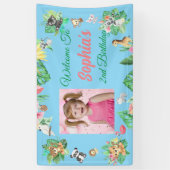 トロピカルサファリジャングルアニマルズ子供の誕生日 横断幕 (縦)