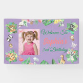 トロピカルサファリジャングルアニマルズ子供の誕生日 横断幕 (横)