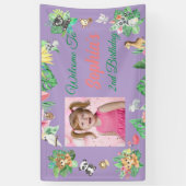 トロピカルサファリジャングルアニマルズ子供の誕生日 横断幕 (縦)