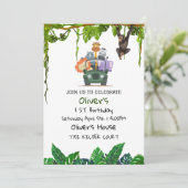 トロピカルサファリジャングルアニマルズ誕生日招待状 招待状 (スタンド正面)