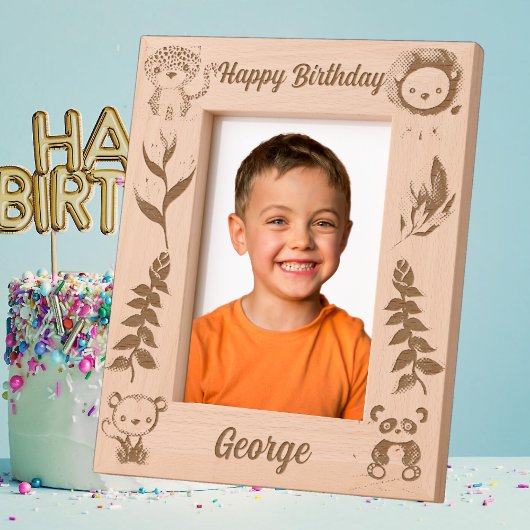 トロピカルサファリジャングルアニマル子供の誕生日ギフト レーザー彫刻フレーム