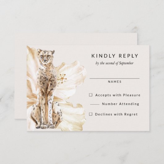 トロピカルサファリチータウェディングRSVP返信 出欠カード (正面/裏面)