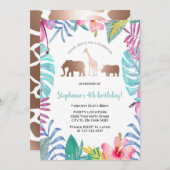 トロピカルサファリバースデーパーティー 招待状 (正面/裏面)