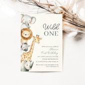 トロピカルサファリワイルドワンジャングルアニマルズ誕生日 招待状