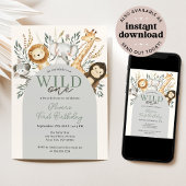 トロピカルサファリワイルドワンジャングルアニマルズ誕生日 招待状