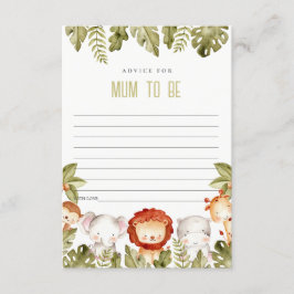 トロピカルサファリ動物のアドバイス ママのベビーシャワー エンクロージャーカード