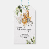 トロピカルサファリ動物ベビーシャワーありがとう ギフトタグ (正面)