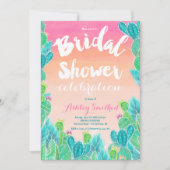 トロピカルサボテンの水彩ブライダルシャワー 招待状 (正面)
