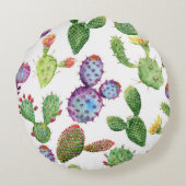 トロピカルサボテン:水彩シームレスパターン ラウンドクッション (裏面)