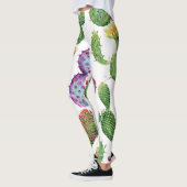 トロピカルサボテン:水彩シームレスパターン レギンス (左)