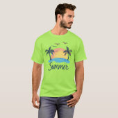 トロピカルサマーの夕日ヤシの木Tシャツ – メンズ Tシャツ (正面フル)